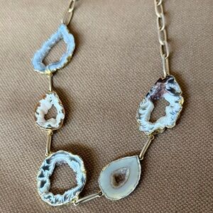 Geode Necklace with Gold Accents
